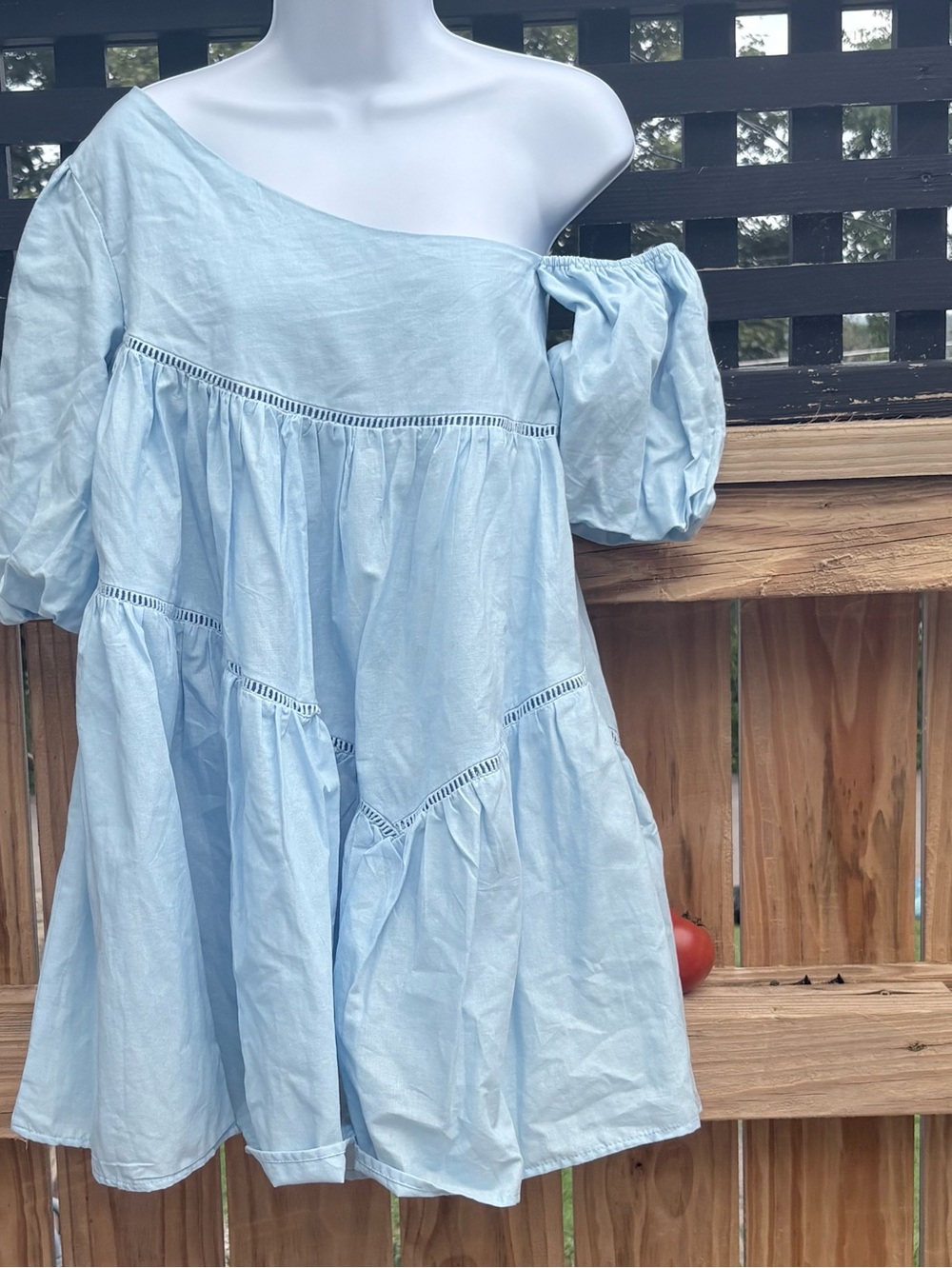 Altar’d Statel Blie Asymmetrical Puff Sleeve Tiered Mini Dress Size Small NWT
